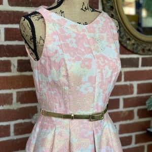 NWT Tahari pink and gold brocade sheath dress